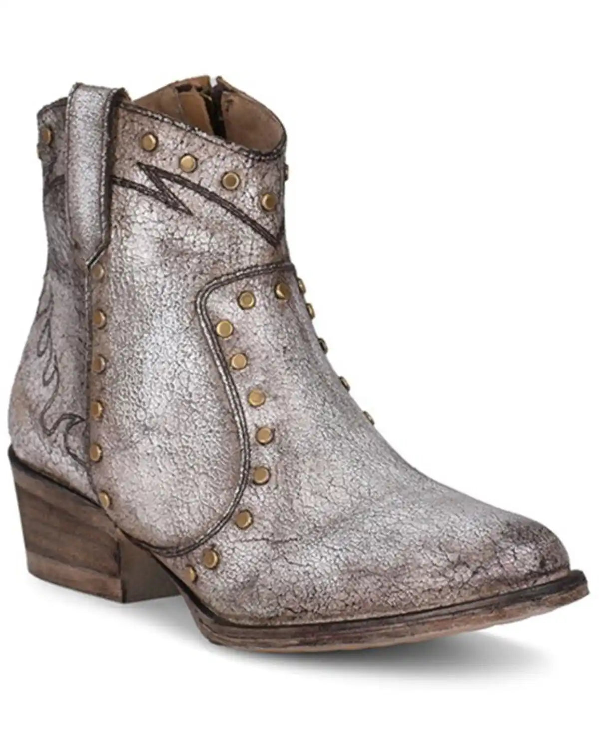 Circle G Women's Metallic Studded Fashion Booties - Round Toe