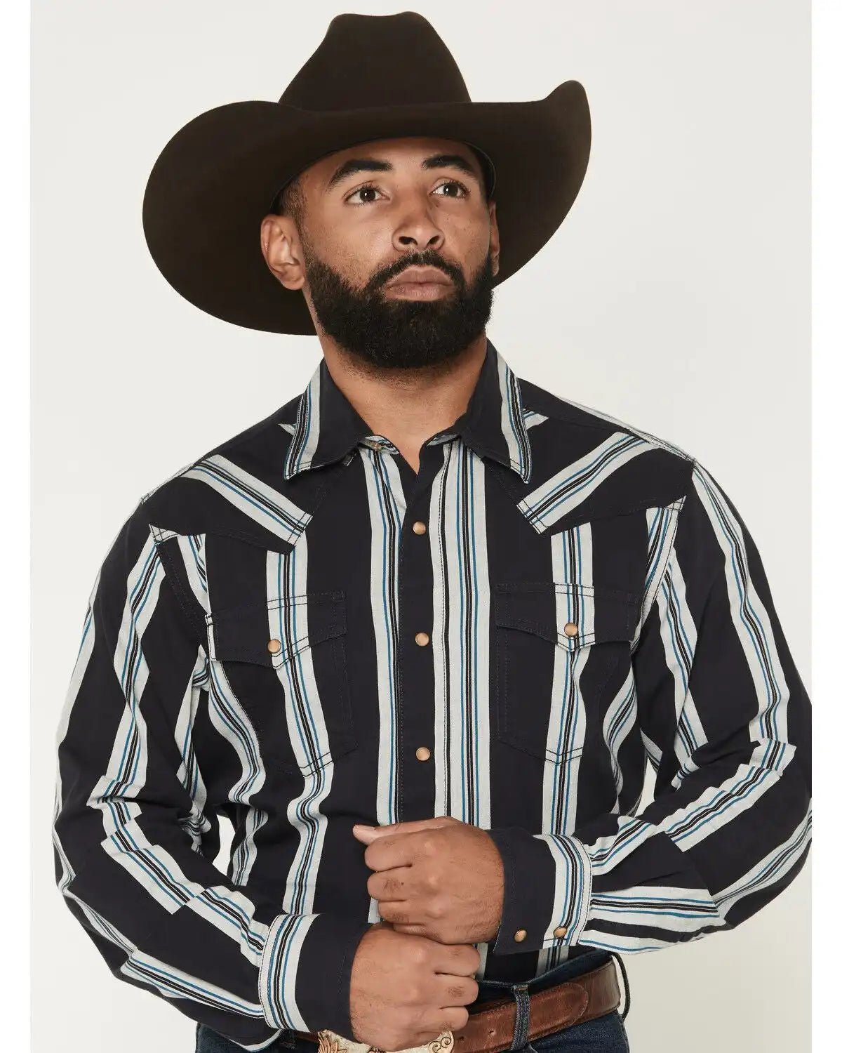 Wrangler Men's Boot Barn Exclusive Retro Stripe Print Long Sleeve Snap Western Shirt