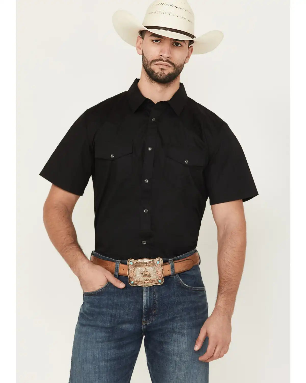 Gibson Men's Solid Short Sleeve Snap Western Shirt - Big