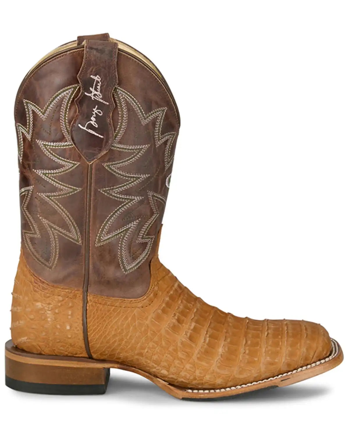 Justin Men's San Antone Exotic Caiman Western Boots - Broad Square Toe