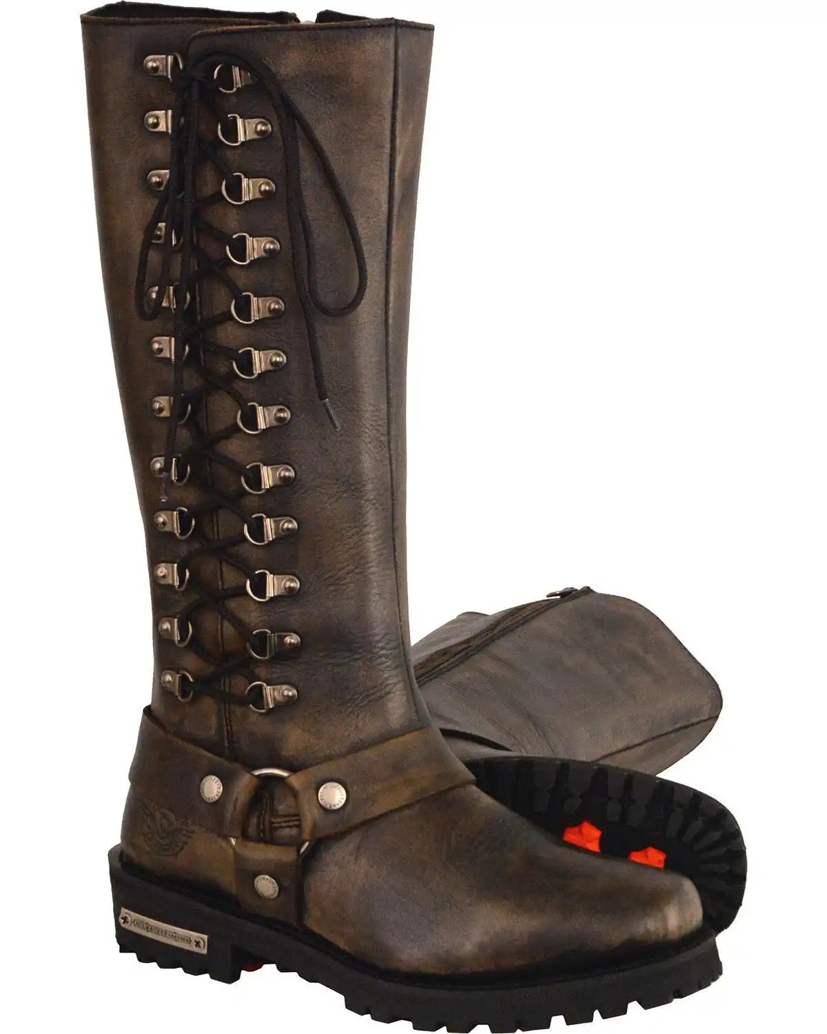 Milwaukee Leather Women's Waterproof 14" Harness Boots - Square Toe