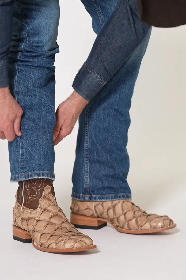 Cody James Men's Exotic Pirarucu Western Boots - Broad Square Toe