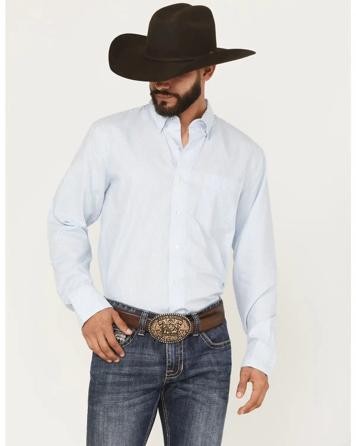 Wrangler X Cody Johnson Men's Non-Solid Solid Long Sleeve Button-Down Western Shirt