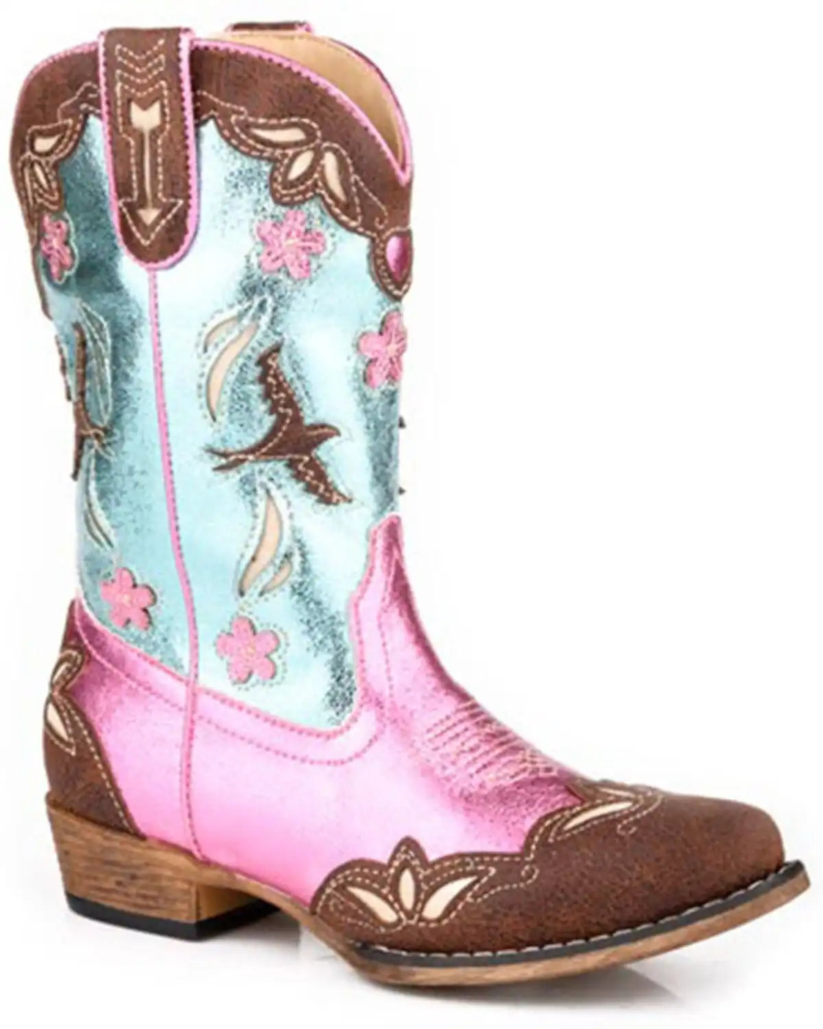 Roper Little Girls' Birdie Metallic Western Boots - Snip Toe