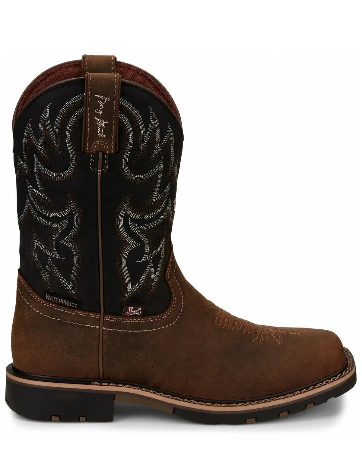 Justin Men's Fireman Black Performance Western Boots - Square Toe