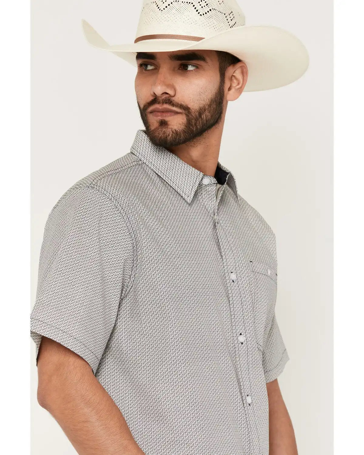 RANK 45® Men's Charged Geo Print Short Sleeve Button-Down Stretch Western Shirt