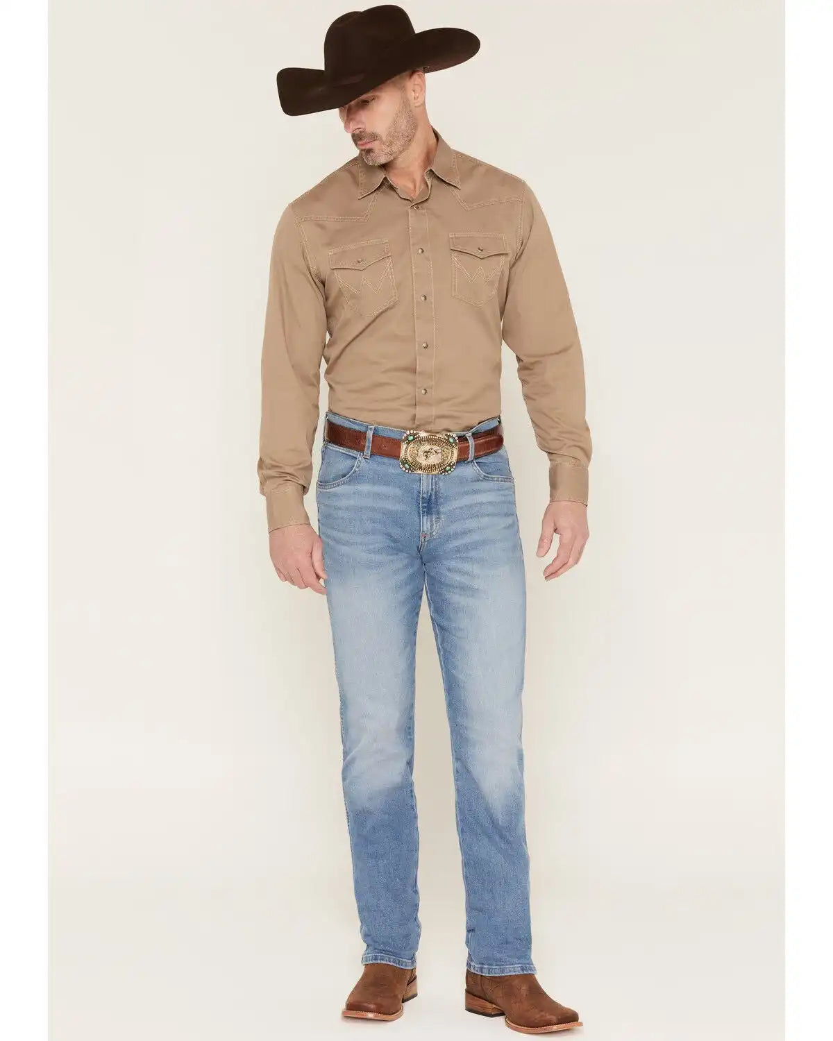 Wrangler Men's Retro Light Wash Slim Straight Stretch Denim Jeans