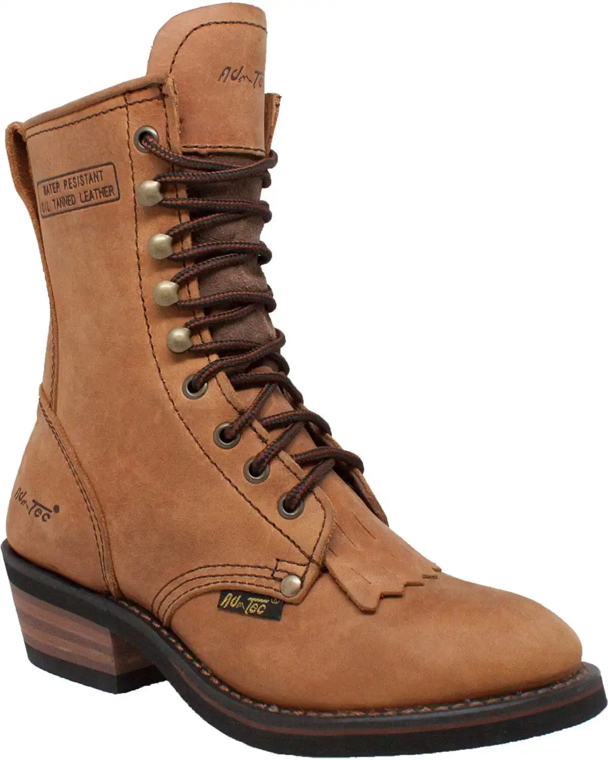 Ad Tec Women's Tan 8" Brown Leather Packer Boots - Soft Toe