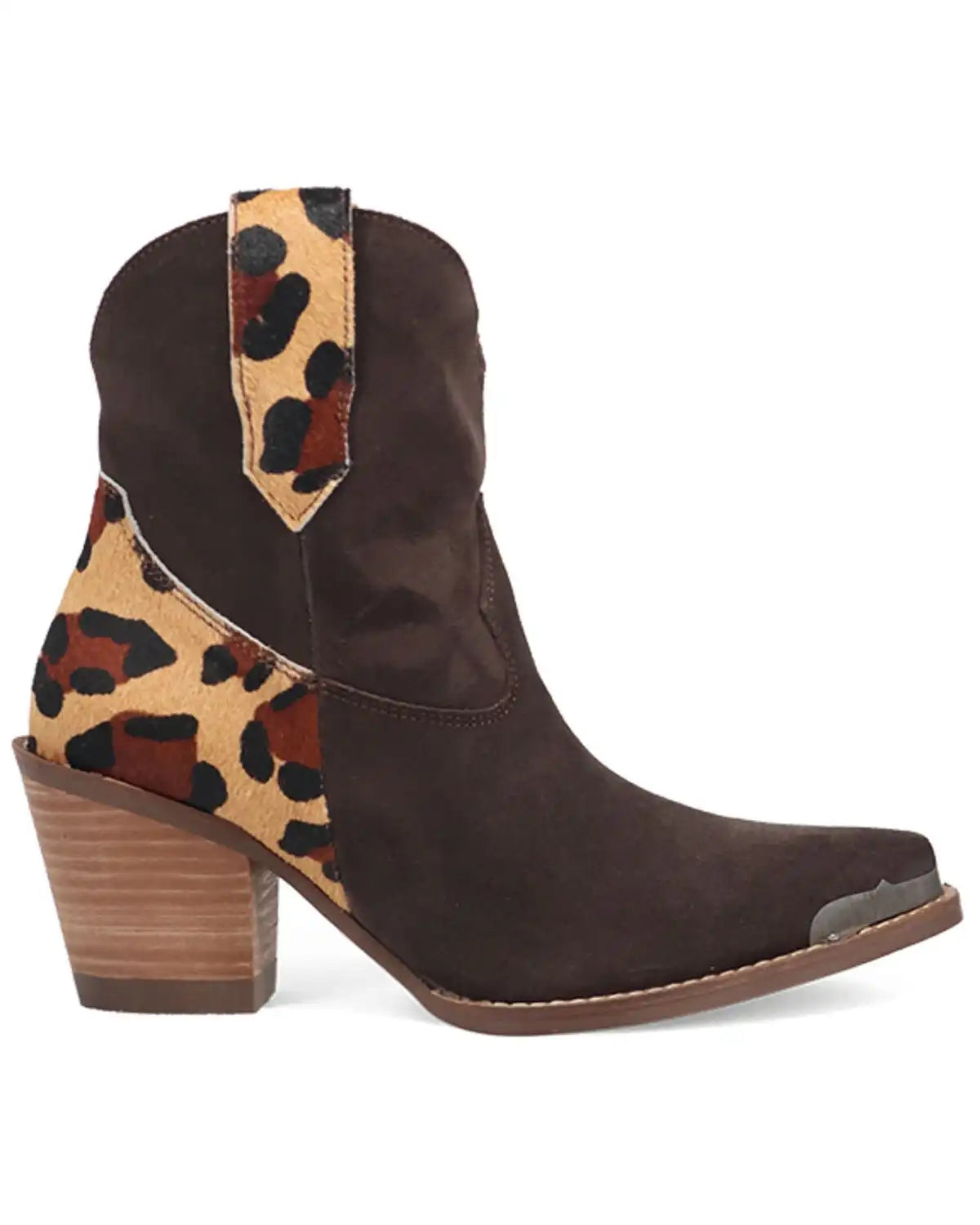 Dingo Women's Texas Charm Suede Leopard Print Western Booties - Round Toe