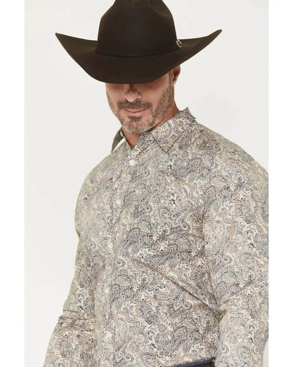 Cody James Men's Neverland Paisley Print Long Sleeve Button-Down Stretch Western Shirt