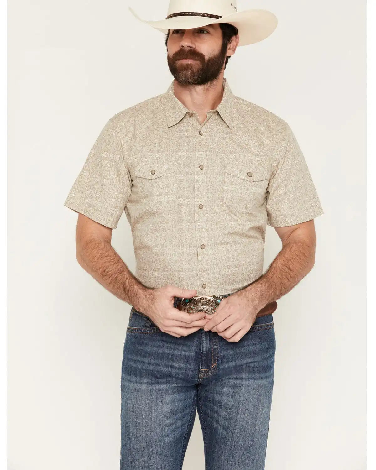 Gibson Trading Co Men's Timeless Medallion Print Short Sleeve Snap Western Shirt - Big
