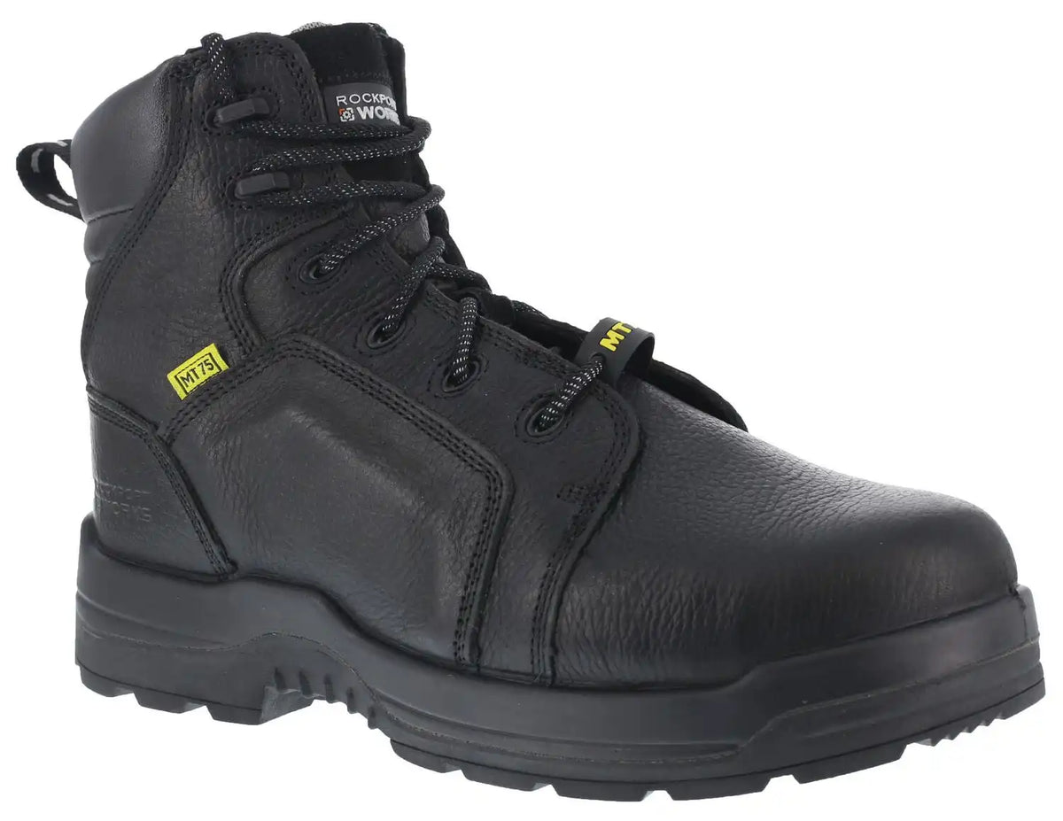 Rockport More Energy Black 6" Lace-Up Work Boots - Composite Toe