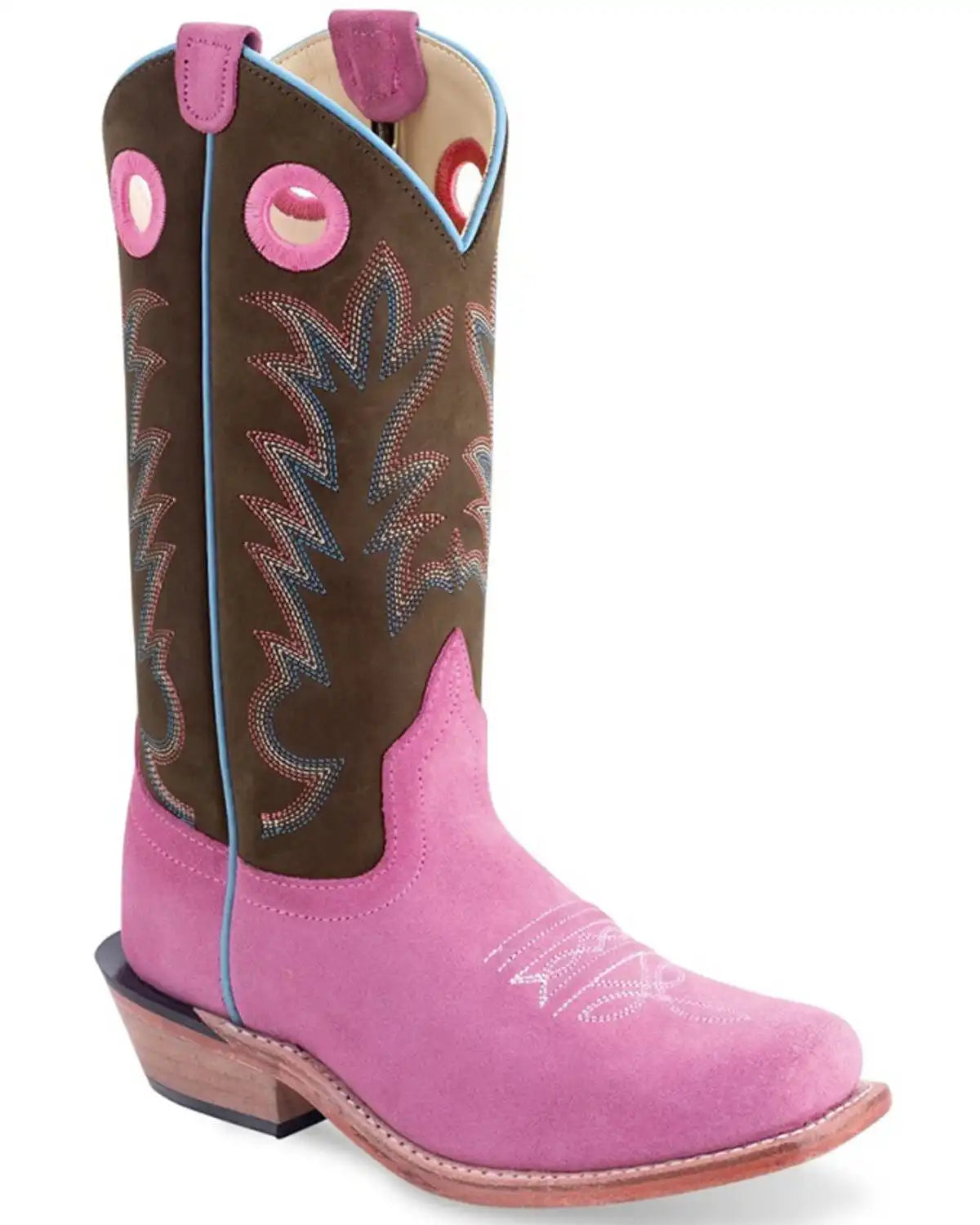 Old West Little Girls' Suede Western Boots - Square Toe
