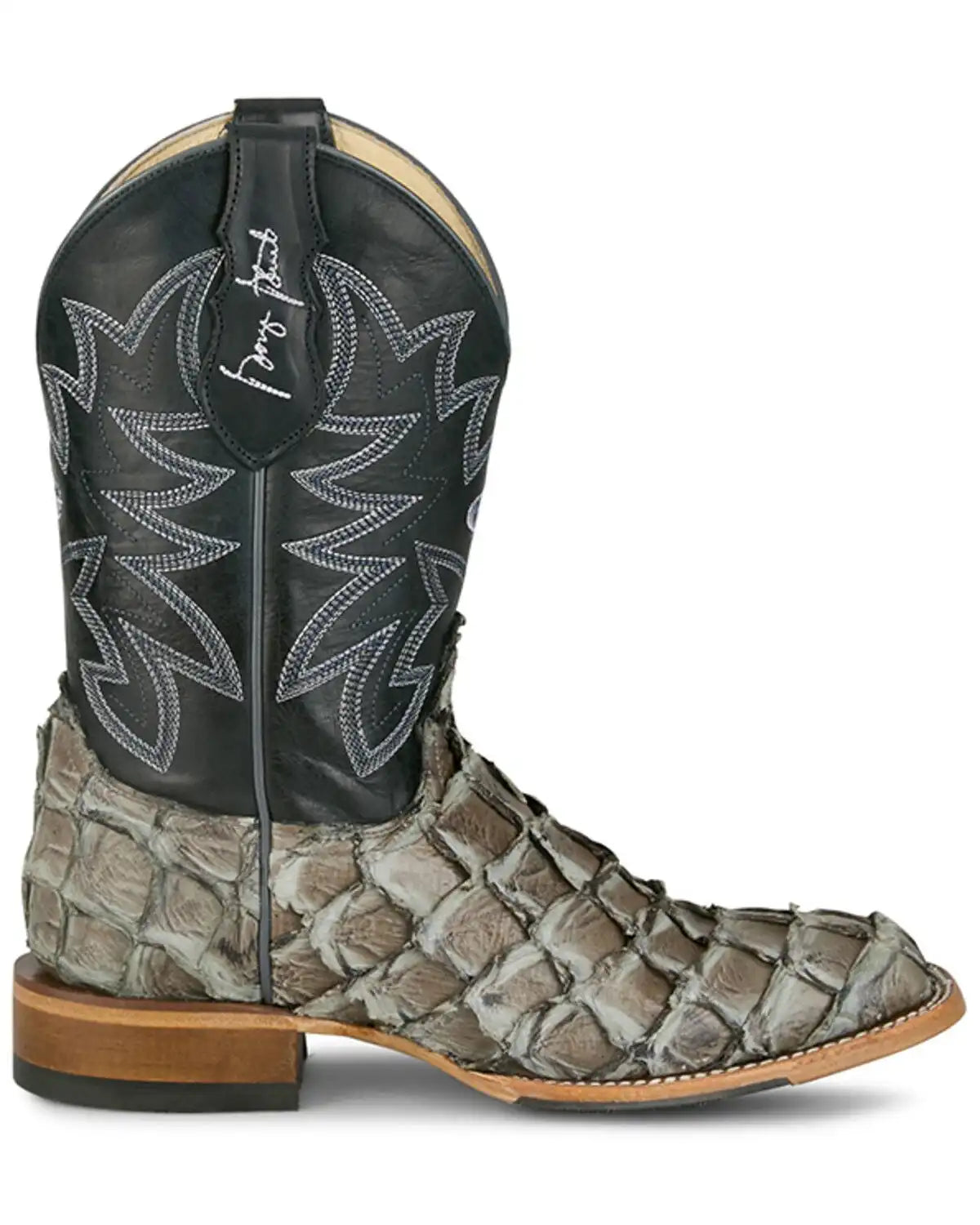 Justin Men's Ocean View Exotic Pirarucu Western Boots - Broad Square Toe
