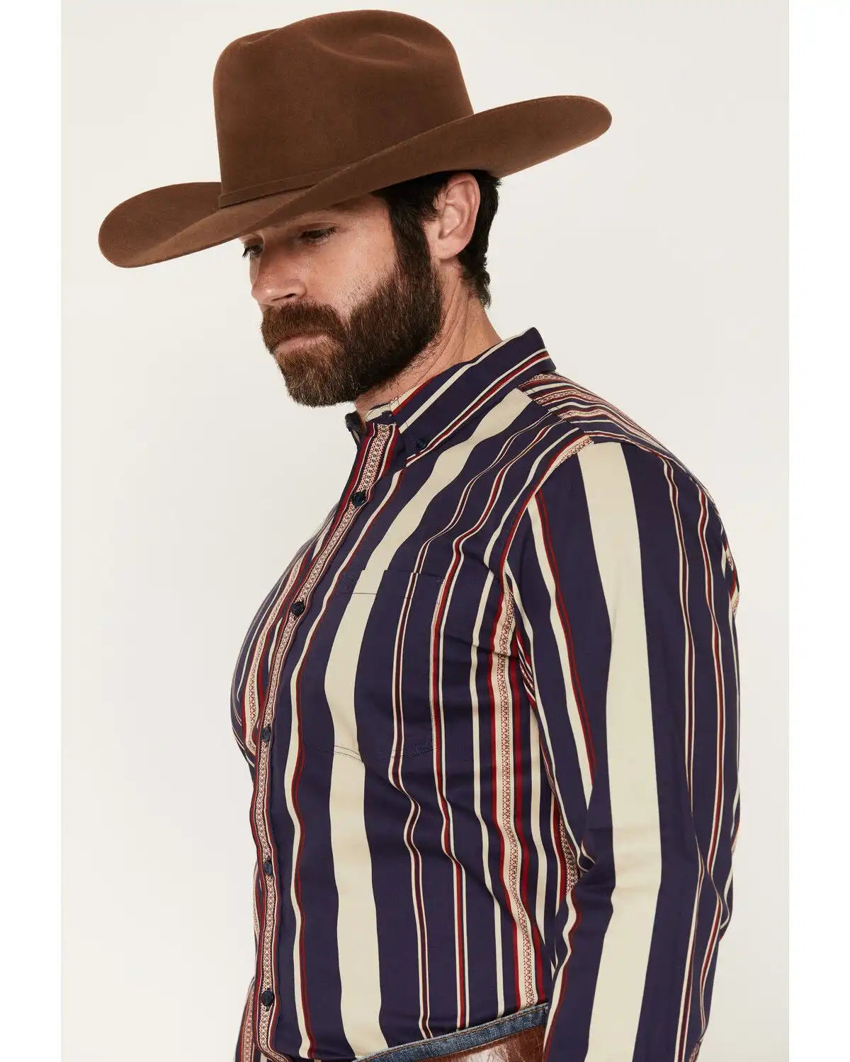 Cody James Men's Red Dog Southwestern Stripe Print Long Sleeve Button-Down Stretch Western Shirt